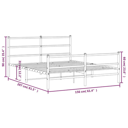 Metal Bed Frame With Headboard And Footboardâ Black 150X200 Cm King Size