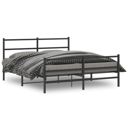 Metal Bed Frame With Headboard And Footboardâ Black 150X200 Cm King Size