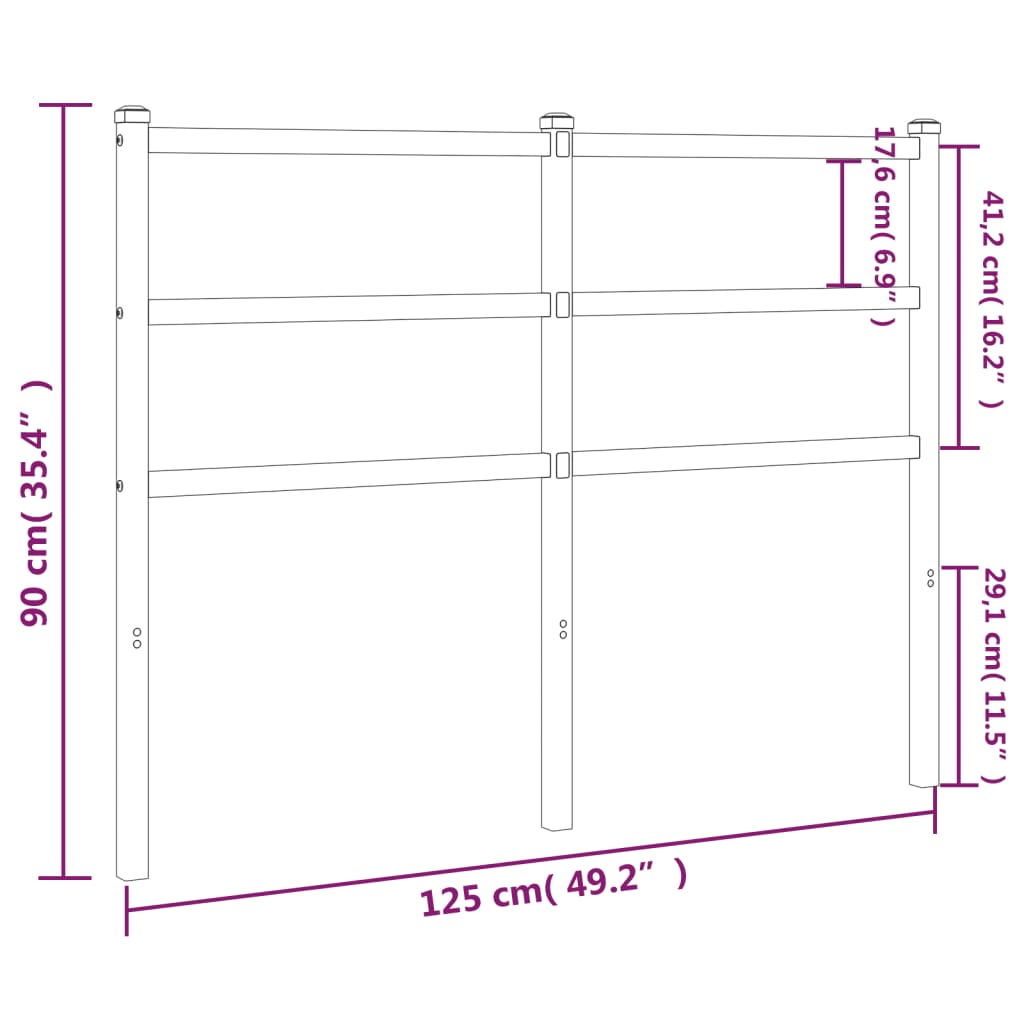 Metal Headboard Black 120 Cm