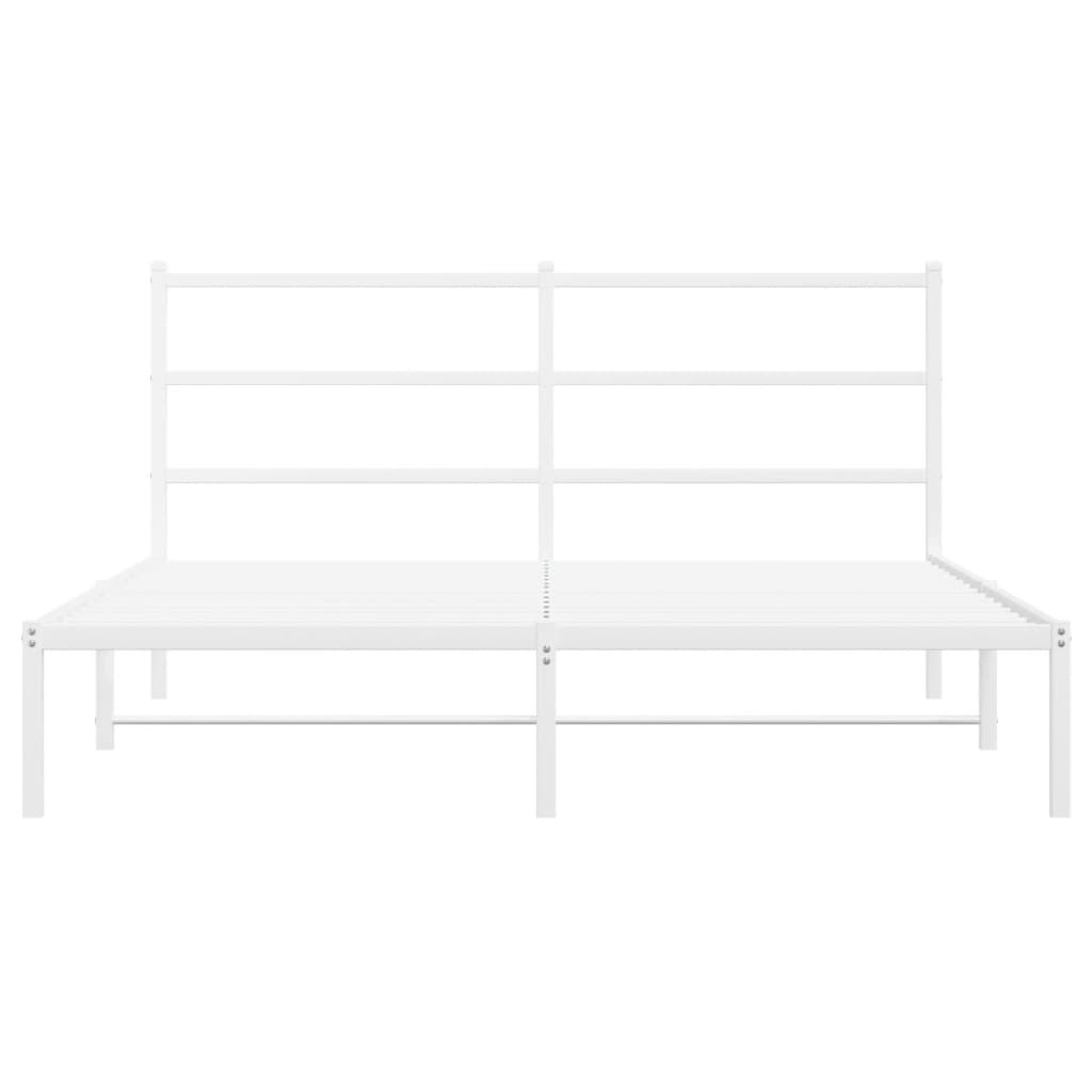 Metal Bed Frame With Headboard White 150X200 Cm King Size