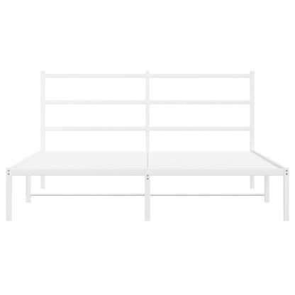 Metal Bed Frame With Headboard White 150X200 Cm King Size