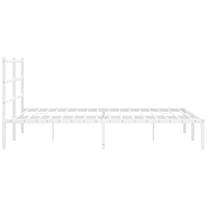 Metal Bed Frame With Headboard White 150X200 Cm King Size