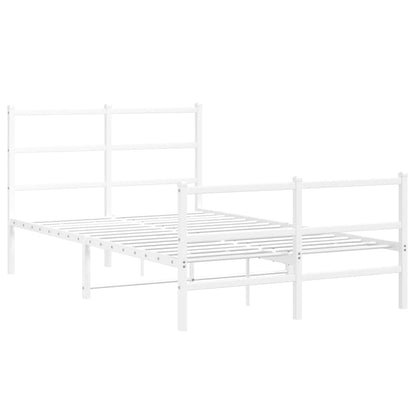 Metal Bed Frame With Headboard And Footboardâ White 120X190 Cm Small Double