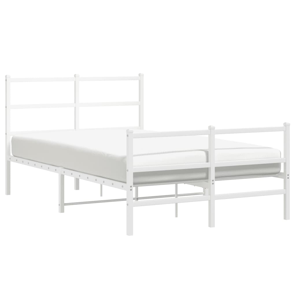 Metal Bed Frame With Headboard And Footboardâ White 120X190 Cm Small Double