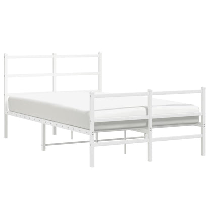 Metal Bed Frame With Headboard And Footboardâ White 120X190 Cm Small Double