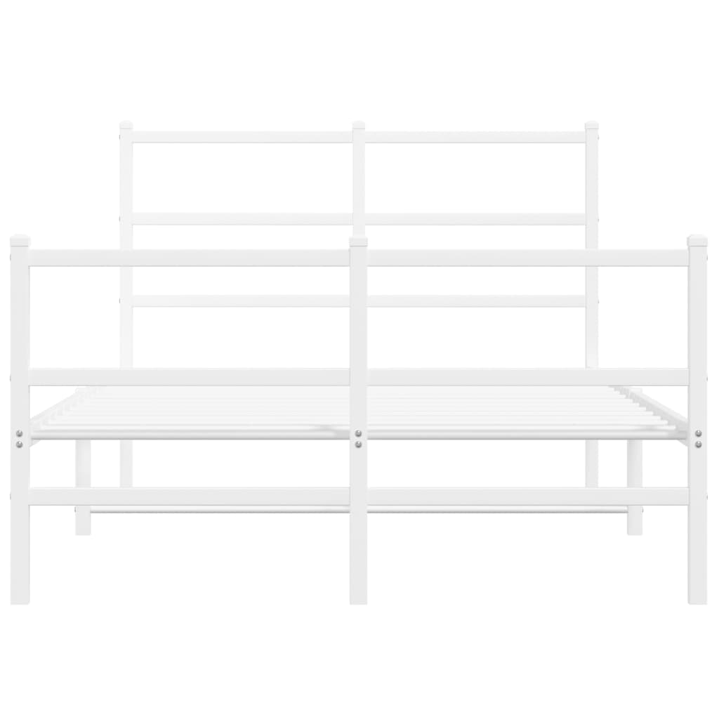 Metal Bed Frame With Headboard And Footboardâ White 120X190 Cm Small Double