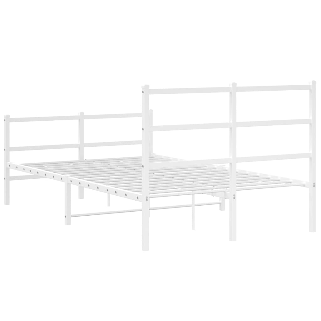 Metal Bed Frame With Headboard And Footboardâ White 120X190 Cm Small Double