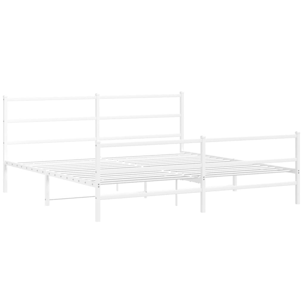 Metal Bed Frame With Headboard And Footboardâ White 180X200 Cm Super King Size