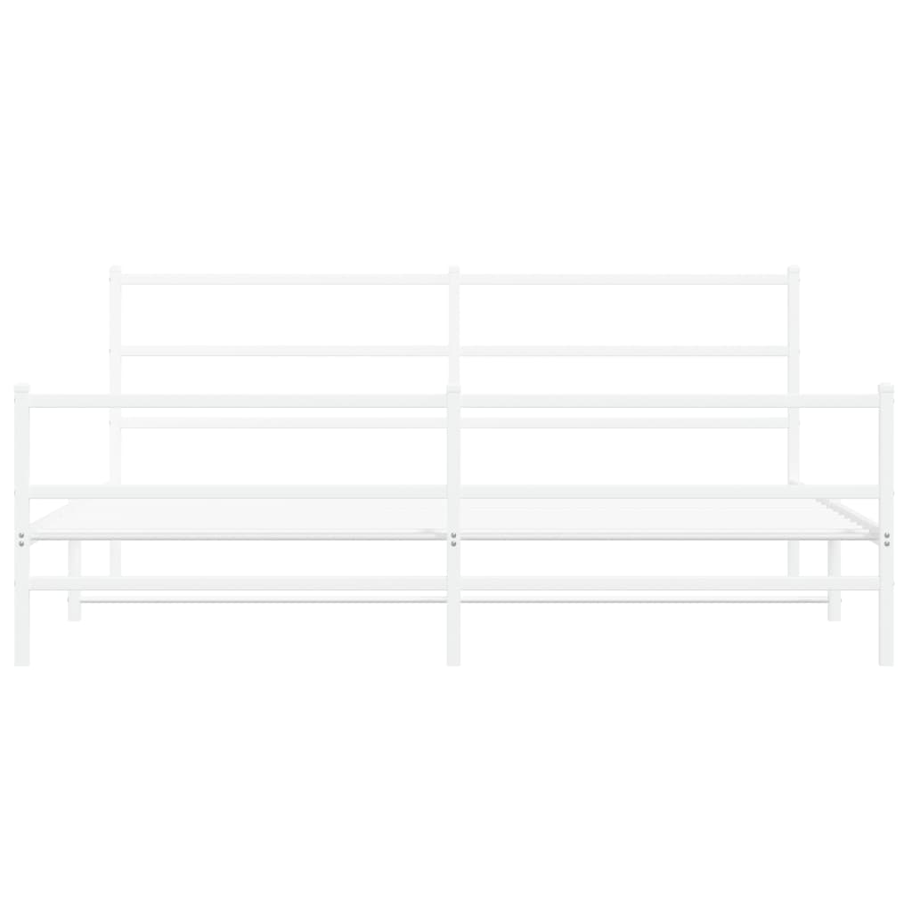 Metal Bed Frame With Headboard And Footboardâ White 180X200 Cm Super King Size