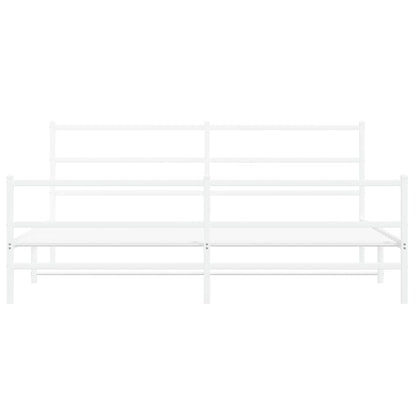 Metal Bed Frame With Headboard And Footboardâ White 180X200 Cm Super King Size