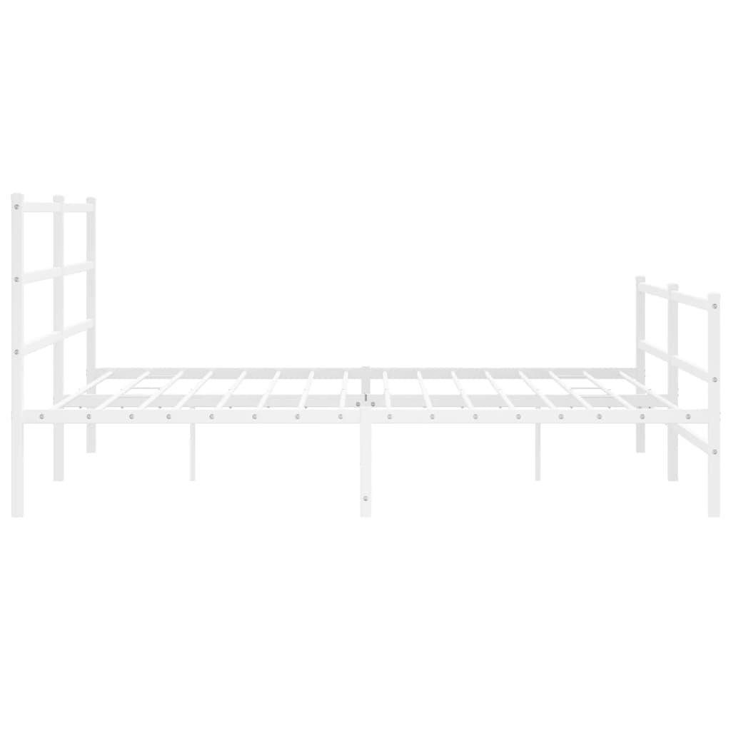 Metal Bed Frame With Headboard And Footboardâ White 180X200 Cm Super King Size