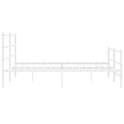 Metal Bed Frame With Headboard And Footboardâ White 180X200 Cm Super King Size