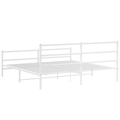 Metal Bed Frame With Headboard And Footboardâ White 180X200 Cm Super King Size