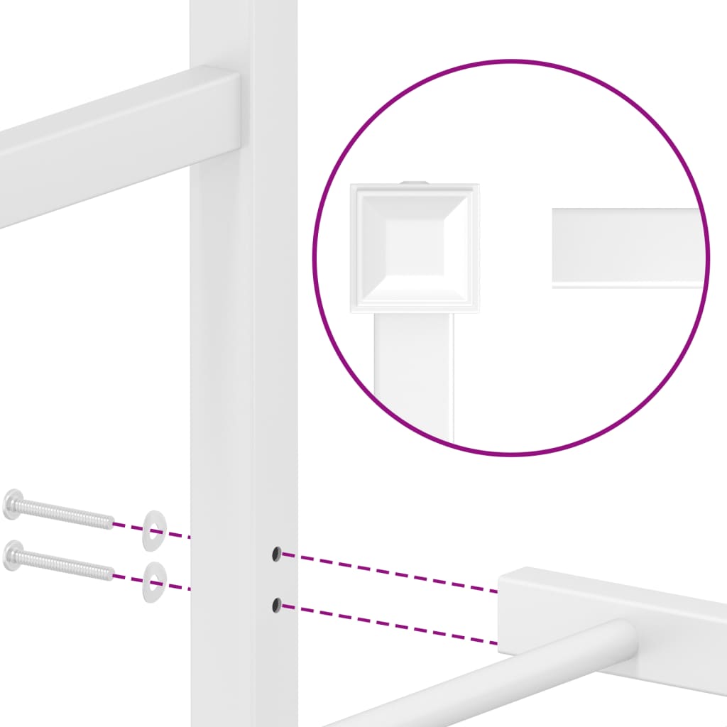 Metal Bed Frame With Headboard And Footboardâ White 180X200 Cm Super King Size