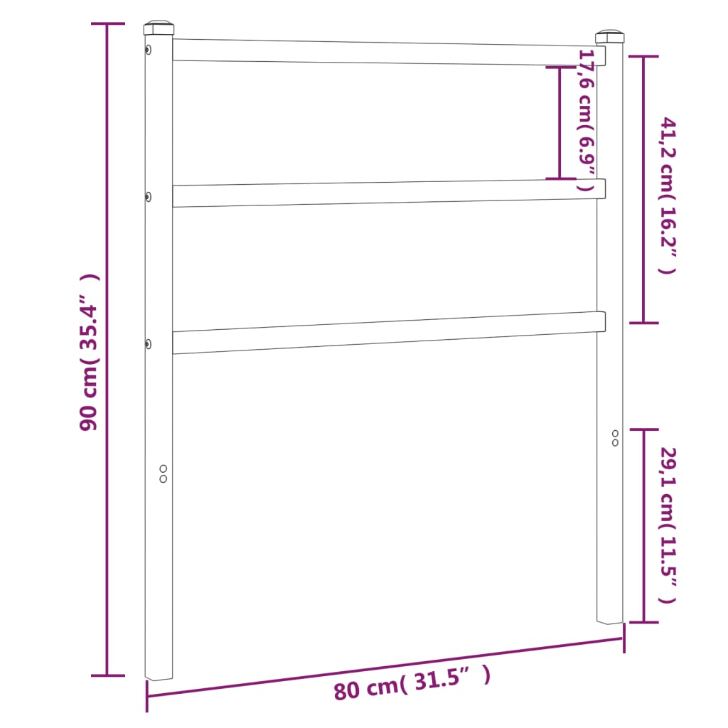 Metal Headboard White 75 Cm