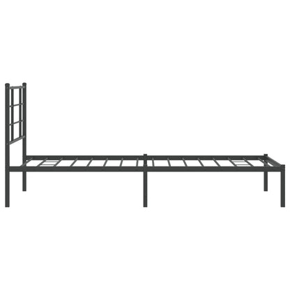 Metal Bed Frame With Headboard Black 90X190 Cm Single