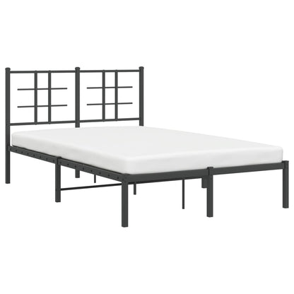 Metal Bed Frame With Headboard Black 120X190 Cm Small Double