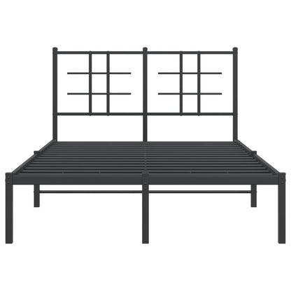 Metal Bed Frame With Headboard Black 120X190 Cm Small Double