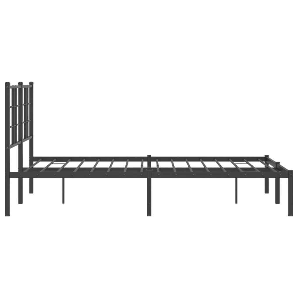 Metal Bed Frame With Headboard Black 120X190 Cm Small Double