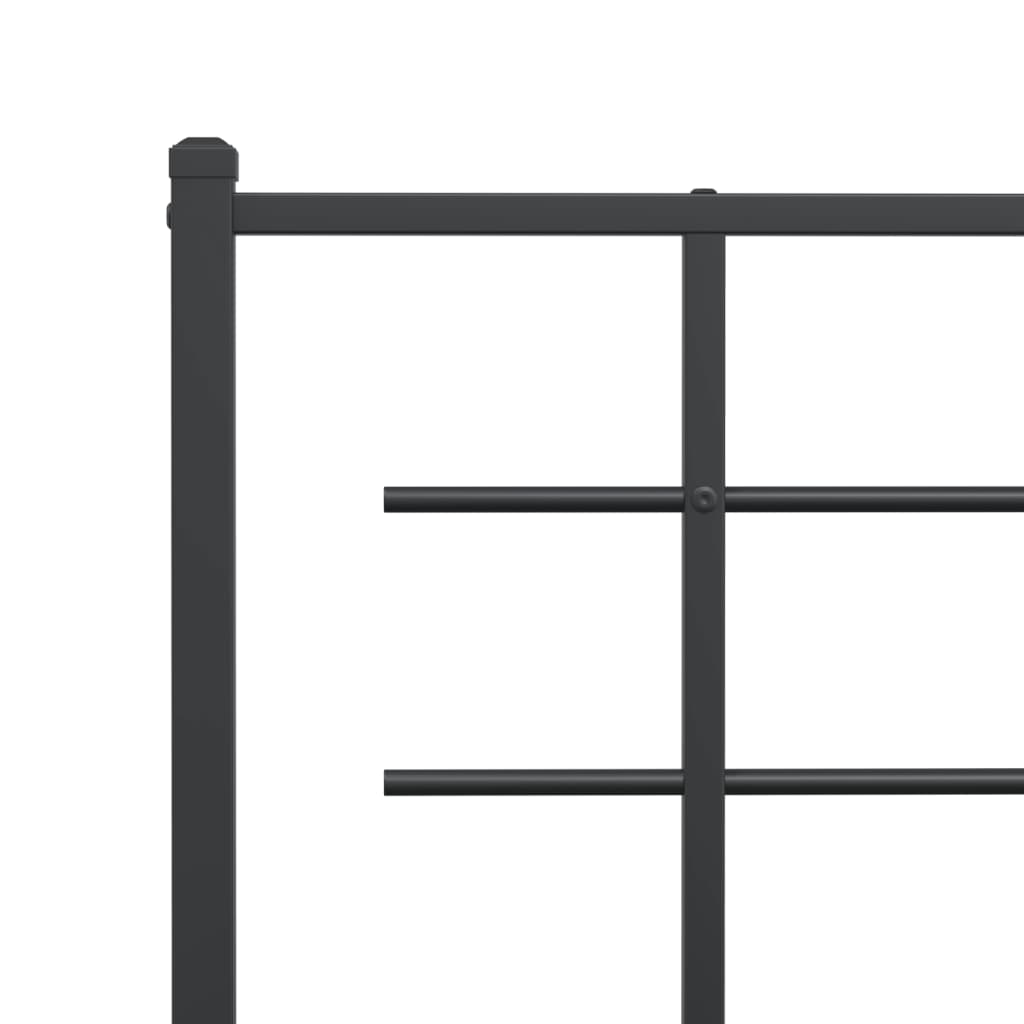 Metal Bed Frame With Headboard Black 120X190 Cm Small Double