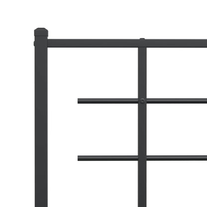 Metal Bed Frame With Headboard Black 120X190 Cm Small Double