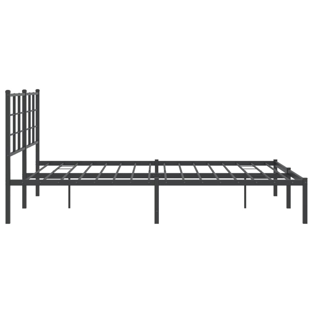 Metal Bed Frame With Headboard Black 150X200 Cm King Size