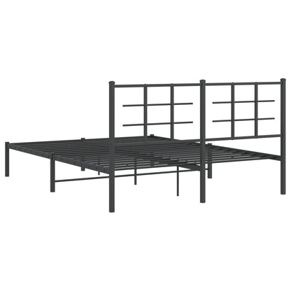 Metal Bed Frame With Headboard Black 150X200 Cm King Size