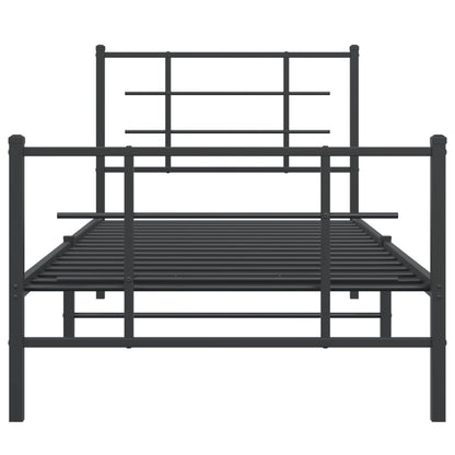 Metal Bed Frame With Headboard And Footboard Black 90X190 Cm Single