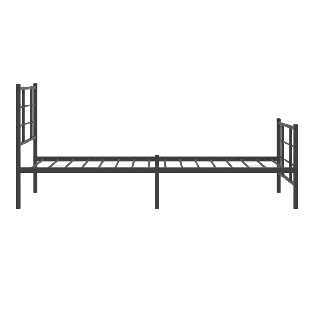 Metal Bed Frame With Headboard And Footboard Black 90X190 Cm Single