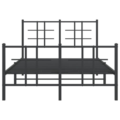 Metal Bed Frame With Headboard And Footboard Black 120X190 Cm Small Double