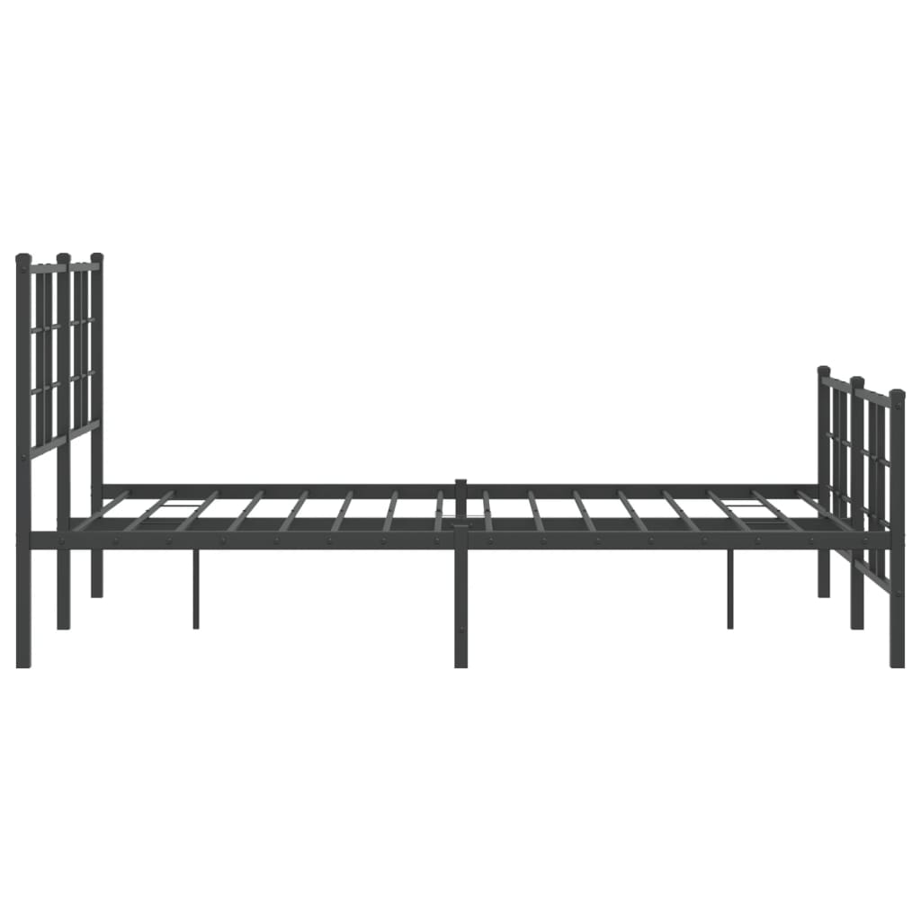 Metal Bed Frame With Headboard And Footboard Black 120X190 Cm Small Double