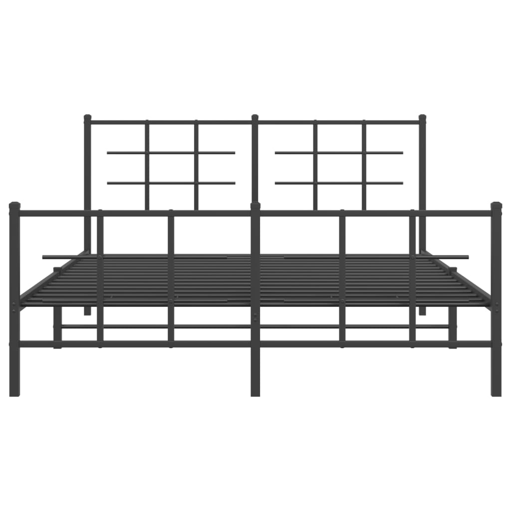 Metal Bed Frame Without Mattress With Footboard Black 150X200Cm