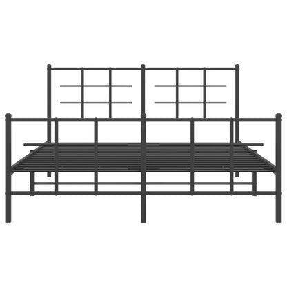 Metal Bed Frame Without Mattress With Footboard Black 150X200Cm