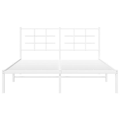 Metal Bed Frame With Headboard White 150X200 Cm King Size