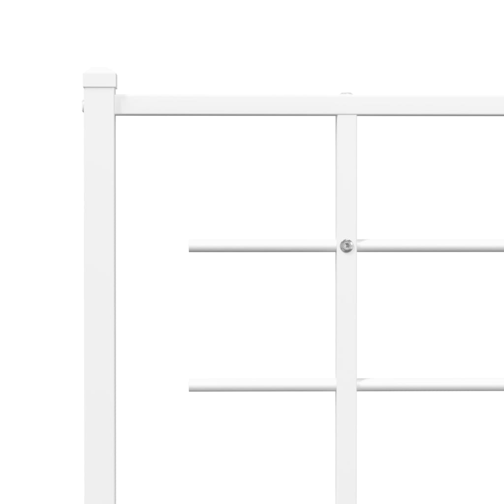 Metal Bed Frame With Headboard White 150X200 Cm King Size