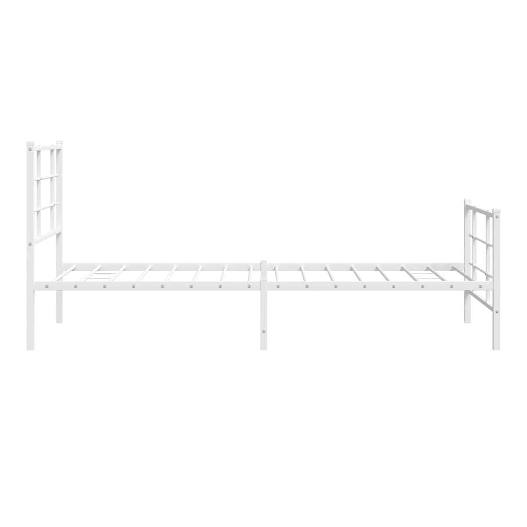 Metal Bed Frame With Headboard And Footboard White 90X190 Cm Single