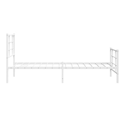 Metal Bed Frame With Headboard And Footboard White 90X190 Cm Single