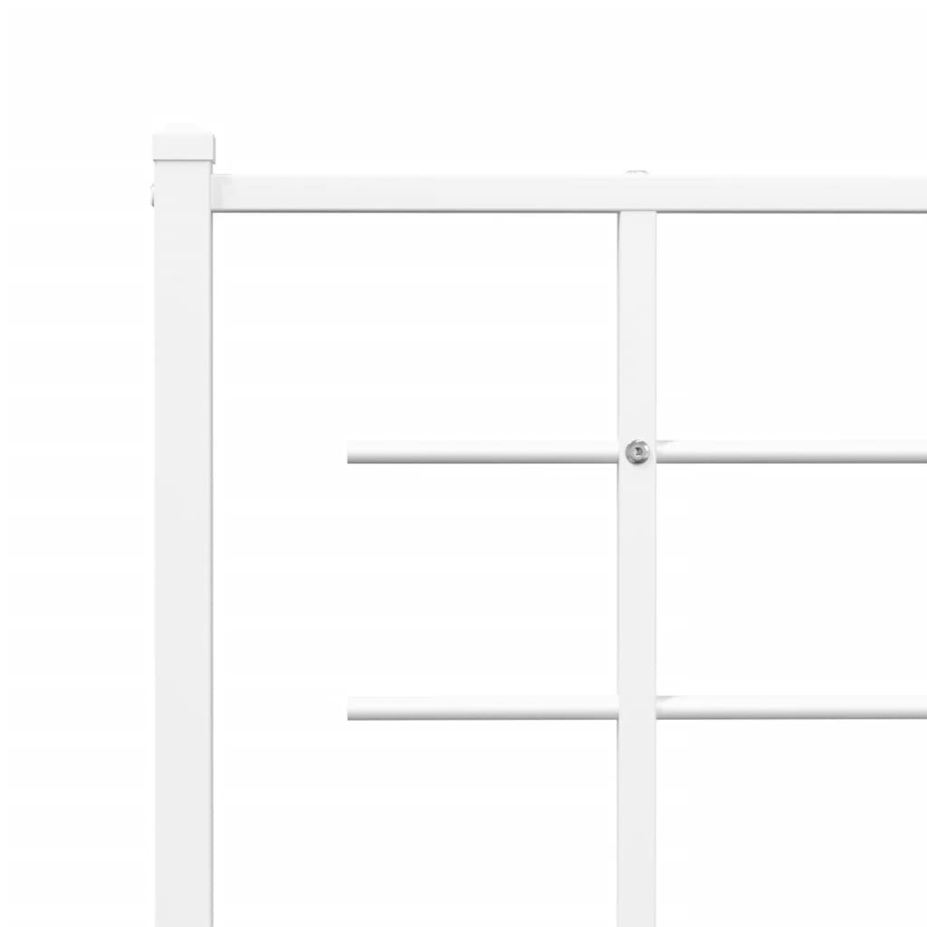 Metal Bed Frame With Headboard And Footboard White 90X190 Cm Single