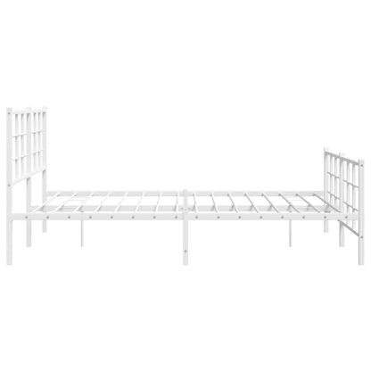 Metal Bed Frame With Headboard And Footboard White 150X200 Cm King Size