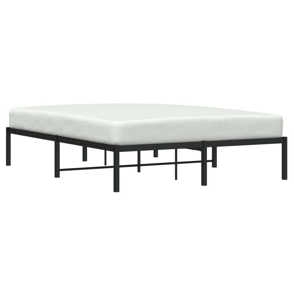 Metal Bed Frame Black 140X190 Cm