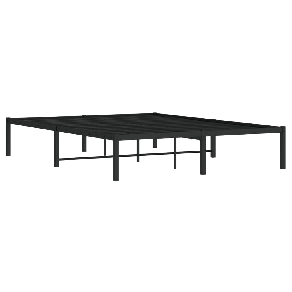 Metal Bed Frame Black 140X190 Cm