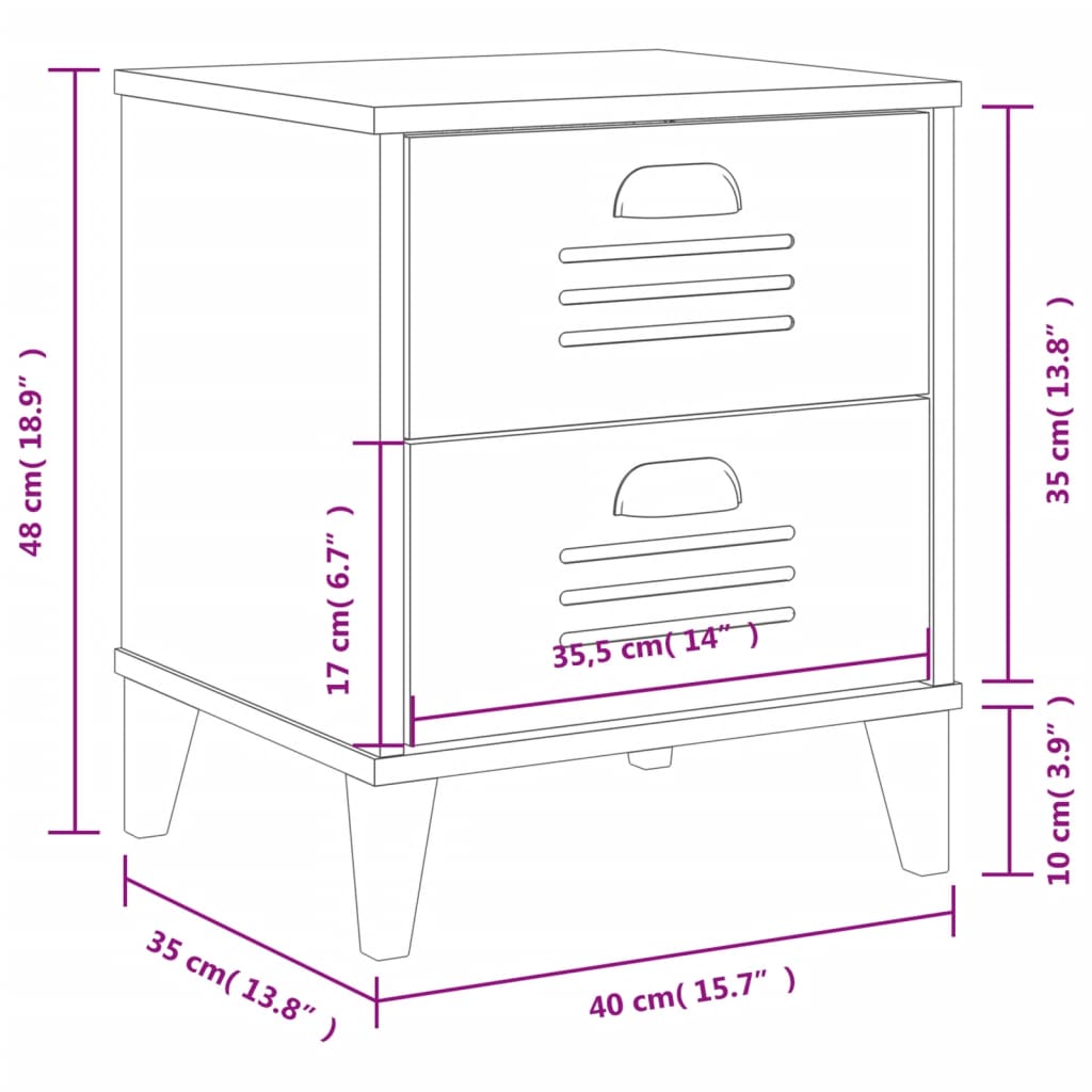 Bedside Cabinet Viken White Engineered Wood