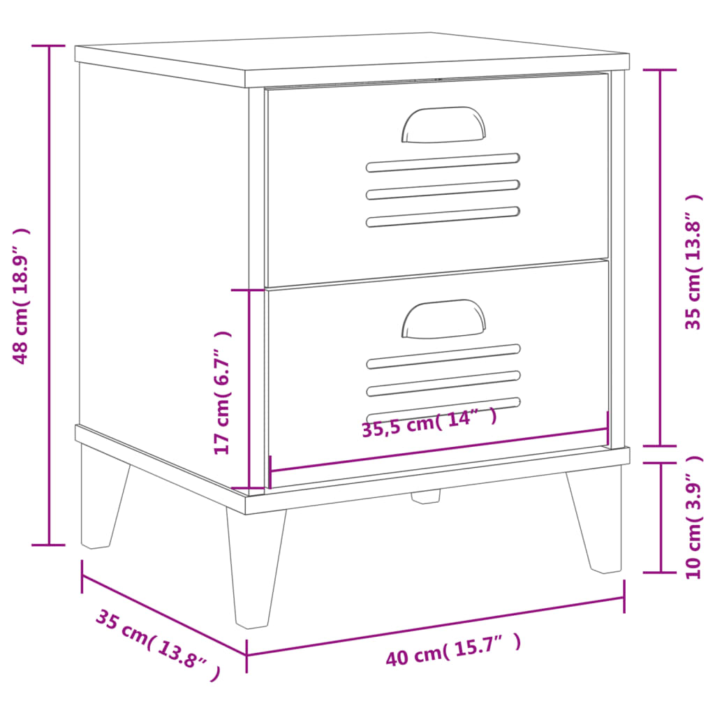 Bedside Cabinet Viken Black Engineered Wood