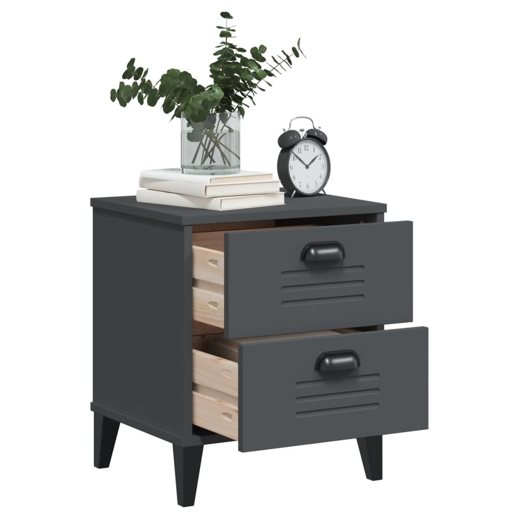 Bedside Cabinet Viken Anthracite Grey Engineered Wood