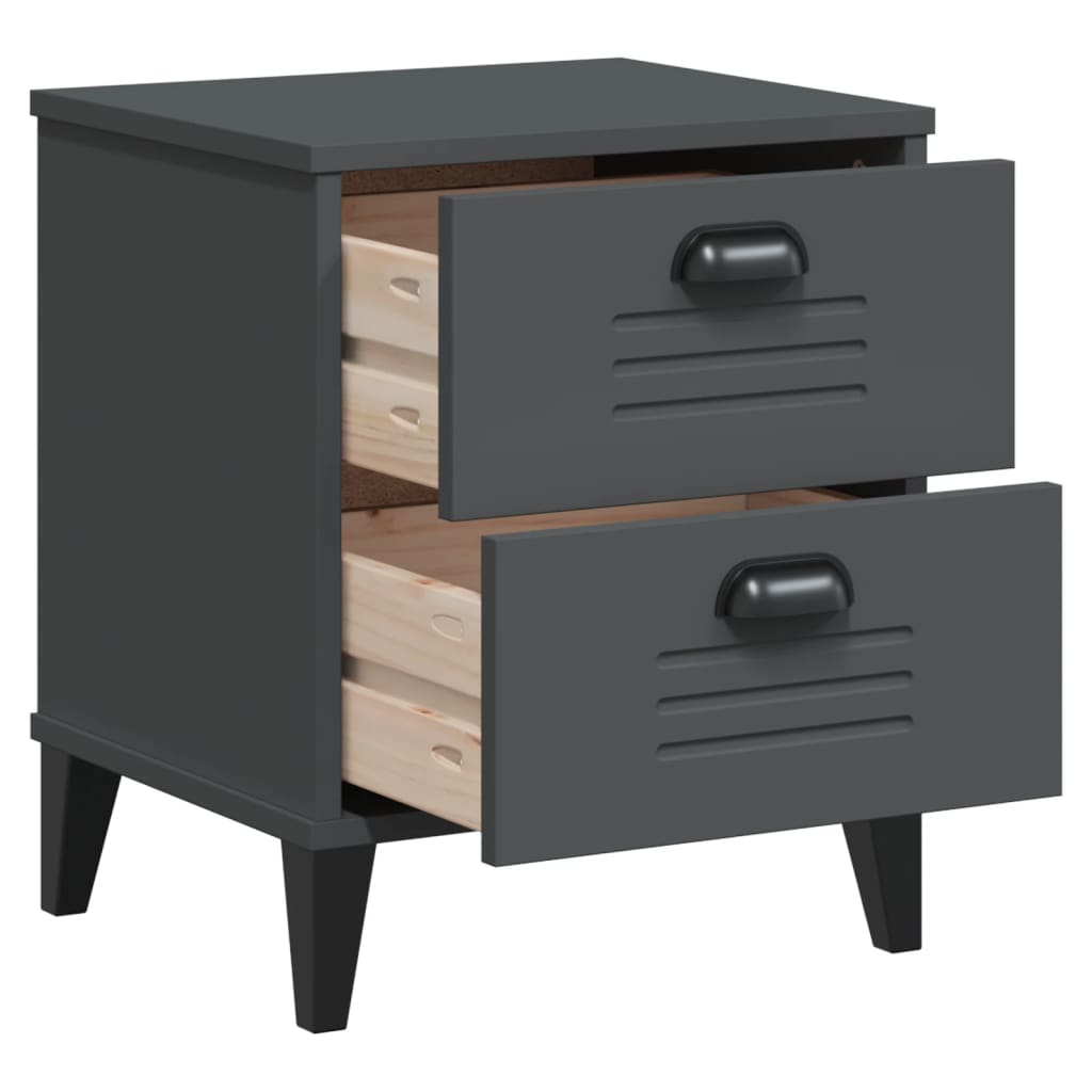 Bedside Cabinet Viken Anthracite Grey Engineered Wood