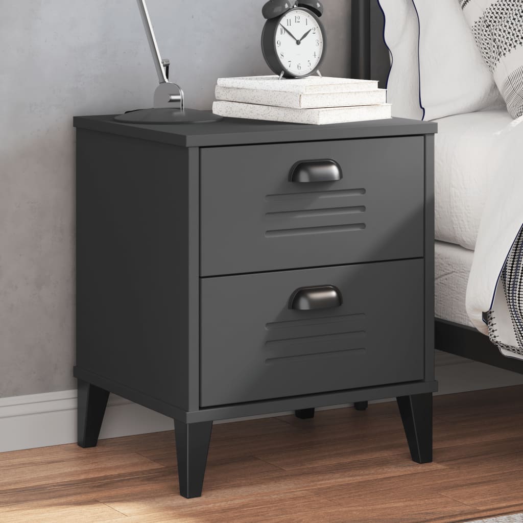 Bedside Cabinet Viken Anthracite Grey Engineered Wood