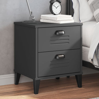 Bedside Cabinet Viken Anthracite Grey Engineered Wood