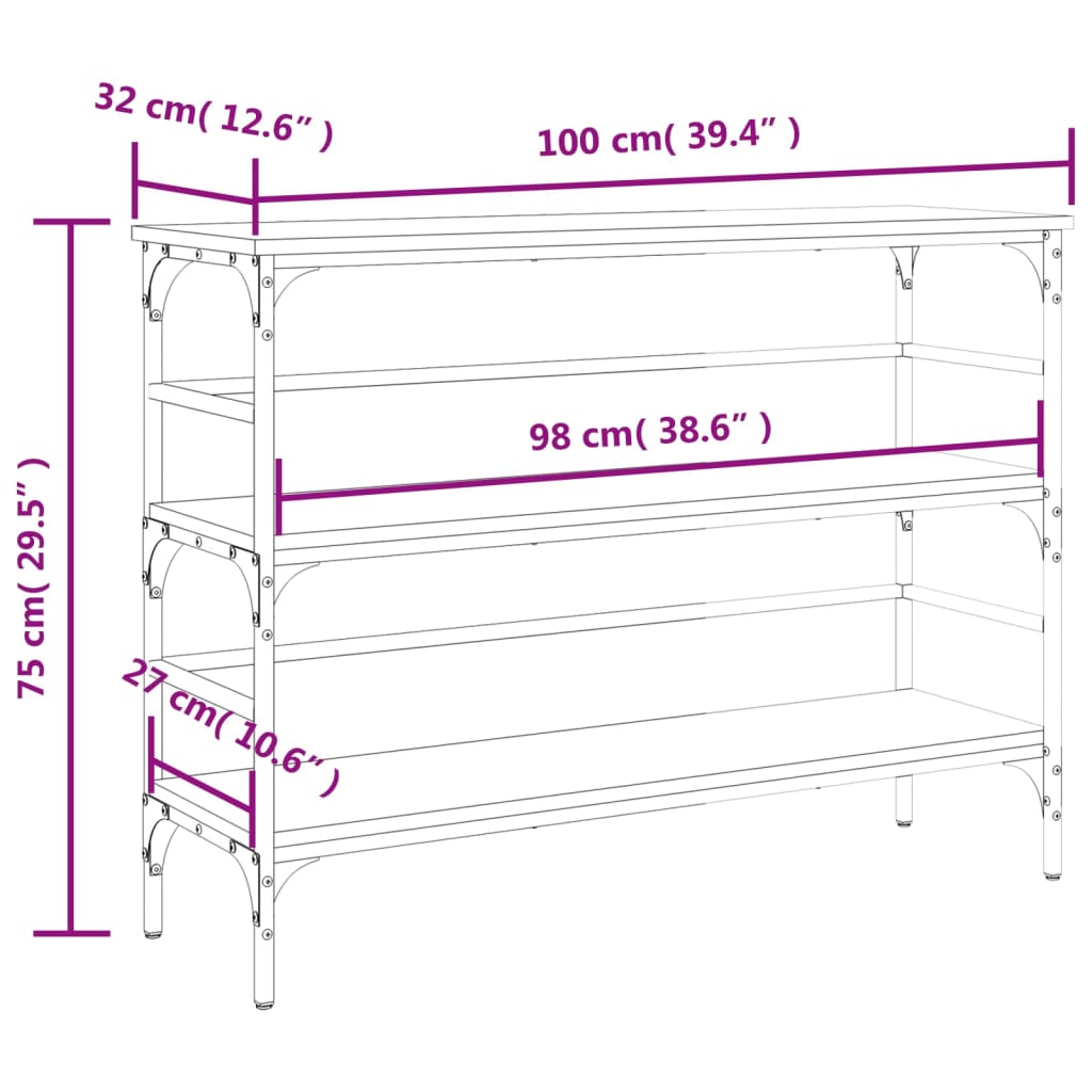 Console Table Black 100X32X75 Cm Engineered Wood