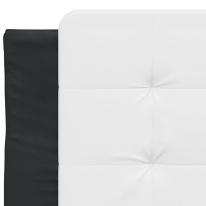 Bed Frame With Headboard Black And White 90X190 Cm Single Faux Leather