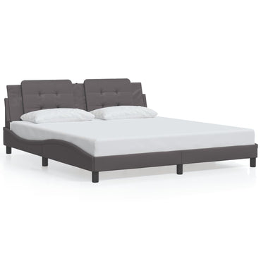 Bed Frame With Headboard Grey 180X200 Cm Super King Faux Leather